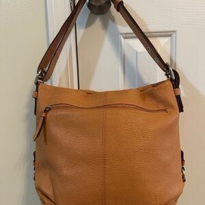 Coach Outlet Vintage Pebbled Leather Zippered Orange Hobo Bag